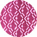 Round Machine Washable Abstract Pink Contemporary Rug, wshcon276pnk