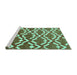 Sideview of Machine Washable Abstract Turquoise Contemporary Area Rugs, wshcon276turq