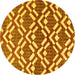 Round Abstract Yellow Contemporary Rug, con276yw