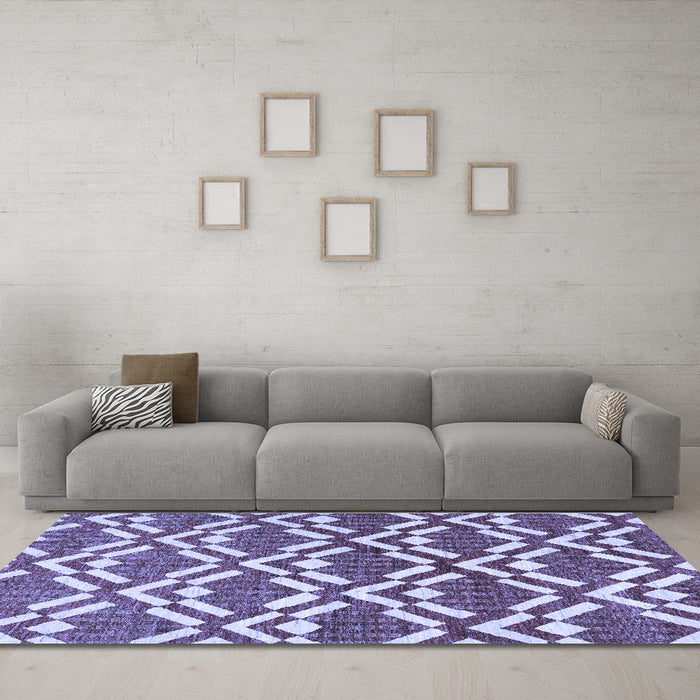Machine Washable Abstract Blue Contemporary Rug in a Living Room, wshcon276blu