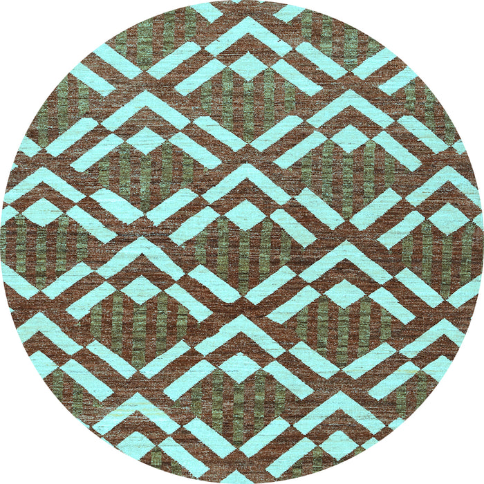 Round Abstract Light Blue Contemporary Rug, con276lblu
