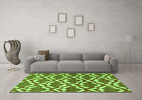 Machine Washable Abstract Green Contemporary Rug, wshcon276grn