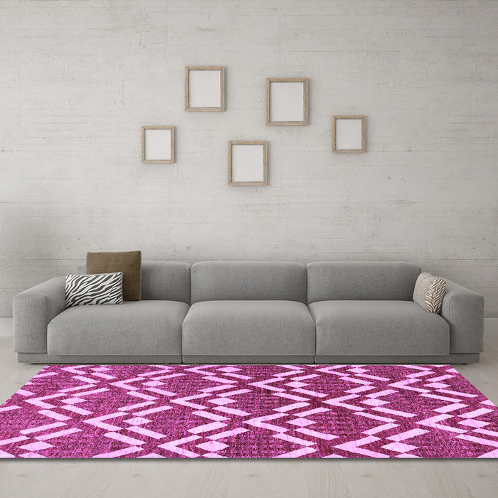 Machine Washable Abstract Purple Contemporary Area Rugs in a Living Room, wshcon276pur
