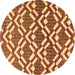 Round Abstract Brown Contemporary Rug, con276brn