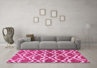 Machine Washable Abstract Pink Contemporary Rug, wshcon276pnk