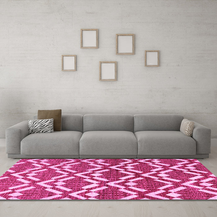 Machine Washable Abstract Pink Contemporary Rug in a Living Room, wshcon276pnk