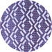 Round Abstract Blue Contemporary Rug, con276blu