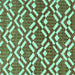 Square Machine Washable Abstract Turquoise Contemporary Area Rugs, wshcon276turq