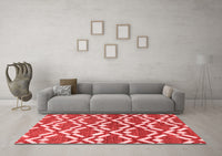 Machine Washable Abstract Red Contemporary Rug, wshcon276red