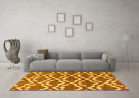 Machine Washable Abstract Yellow Contemporary Rug, wshcon276yw