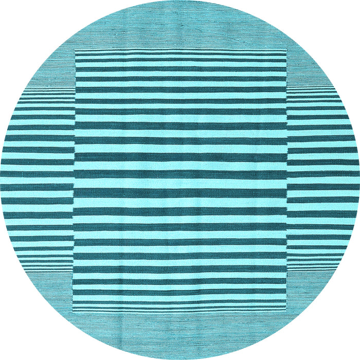 Round Abstract Light Blue Contemporary Rug, con2770lblu