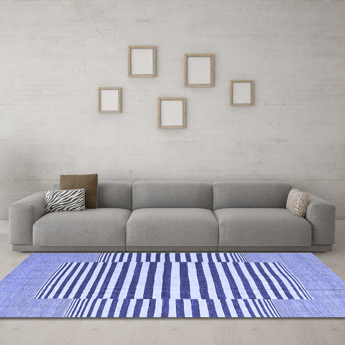 Machine Washable Abstract Blue Contemporary Rug in a Living Room, wshcon2770blu