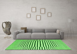 Machine Washable Abstract Green Contemporary Area Rugs in a Living Room,, wshcon2770grn