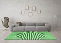 Machine Washable Abstract Emerald Green Contemporary Rug, wshcon2770emgrn