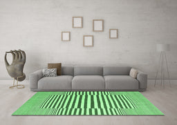 Machine Washable Abstract Emerald Green Contemporary Area Rugs in a Living Room,, wshcon2770emgrn