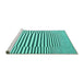 Sideview of Machine Washable Abstract Turquoise Contemporary Area Rugs, wshcon2770turq