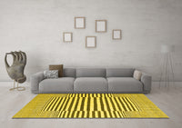 Machine Washable Abstract Yellow Contemporary Rug, wshcon2770yw