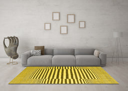 Machine Washable Abstract Yellow Contemporary Rug in a Living Room, wshcon2770yw