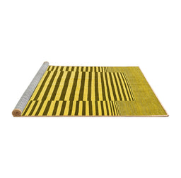 Sideview of Machine Washable Abstract Yellow Contemporary Rug, wshcon2770yw