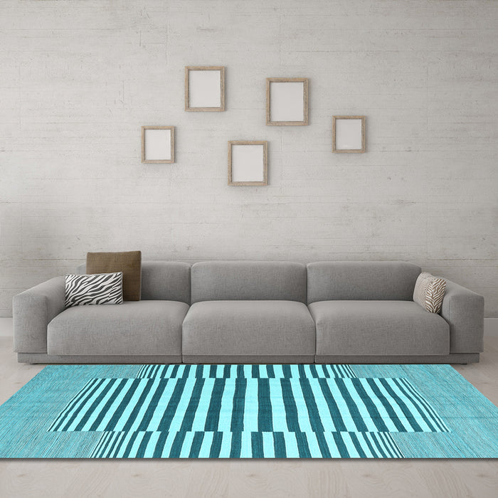 Machine Washable Abstract Light Blue Contemporary Rug in a Living Room, wshcon2770lblu