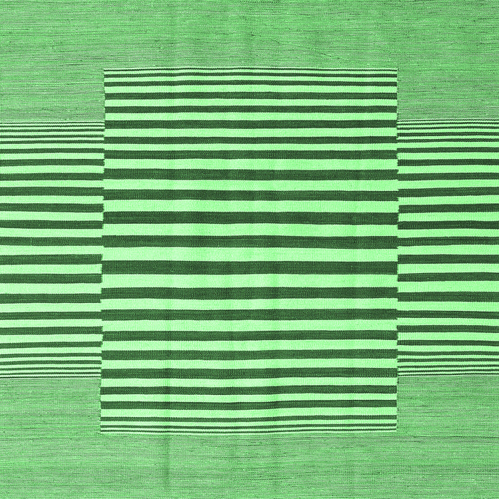 Square Machine Washable Abstract Emerald Green Contemporary Area Rugs, wshcon2770emgrn