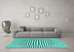 Machine Washable Abstract Turquoise Contemporary Area Rugs in a Living Room,, wshcon2770turq