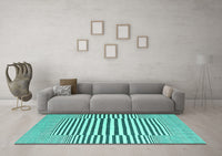 Machine Washable Abstract Turquoise Contemporary Rug, wshcon2770turq