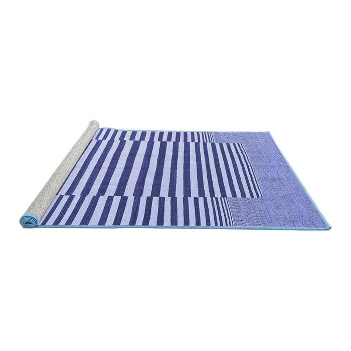 Sideview of Machine Washable Abstract Blue Contemporary Rug, wshcon2770blu