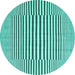 Round Machine Washable Abstract Turquoise Contemporary Area Rugs, wshcon2770turq