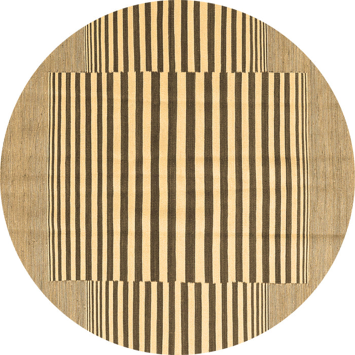 Round Abstract Brown Contemporary Rug, con2770brn