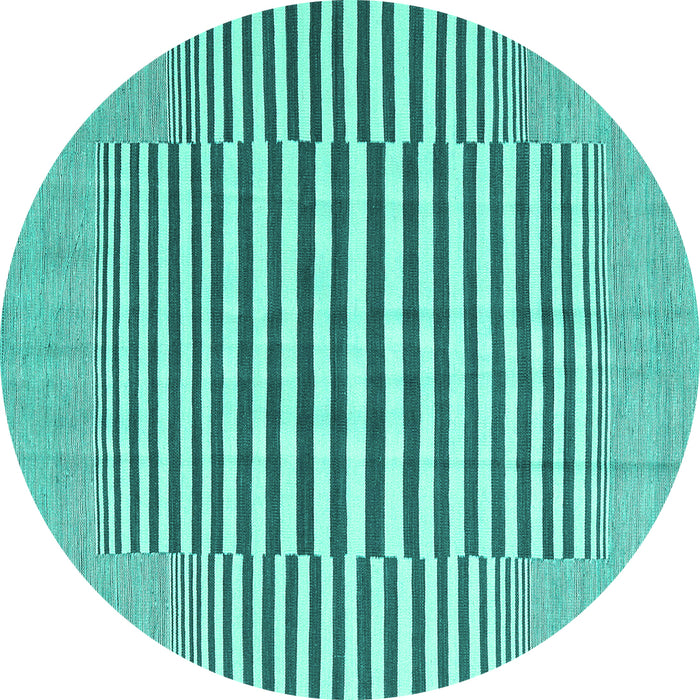 Round Abstract Turquoise Contemporary Rug, con2770turq