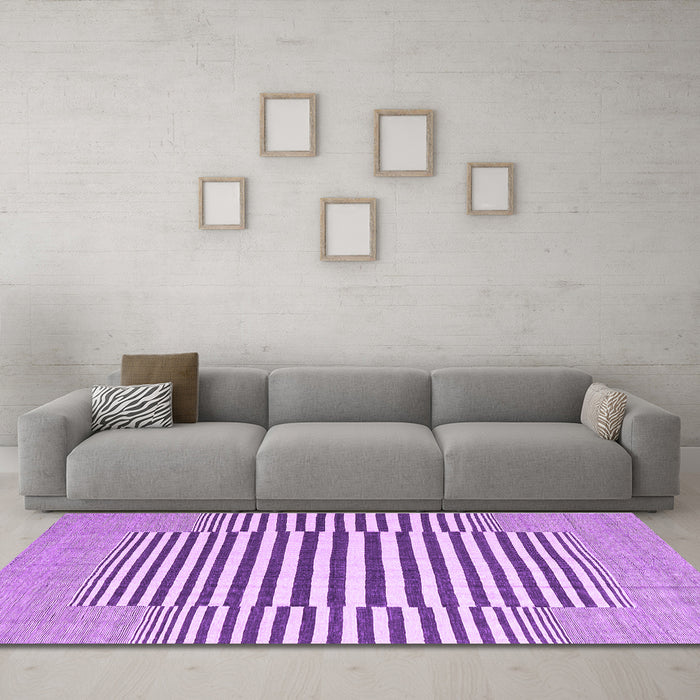 Machine Washable Abstract Purple Contemporary Area Rugs in a Living Room, wshcon2770pur