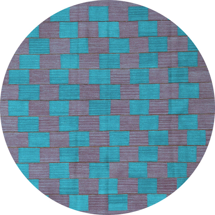Round Abstract Light Blue Contemporary Rug, con2771lblu