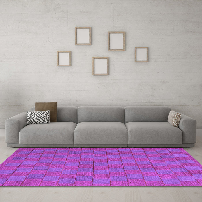 Machine Washable Abstract Purple Contemporary Area Rugs in a Living Room, wshcon2771pur