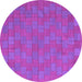 Round Abstract Purple Contemporary Rug, con2771pur