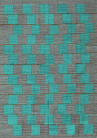 Abstract Turquoise Contemporary Rug, con2771turq