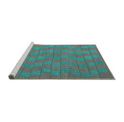 Sideview of Machine Washable Abstract Turquoise Contemporary Area Rugs, wshcon2771turq