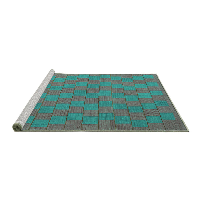 Sideview of Machine Washable Abstract Turquoise Contemporary Area Rugs, wshcon2771turq