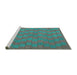 Sideview of Machine Washable Abstract Turquoise Contemporary Area Rugs, wshcon2771turq