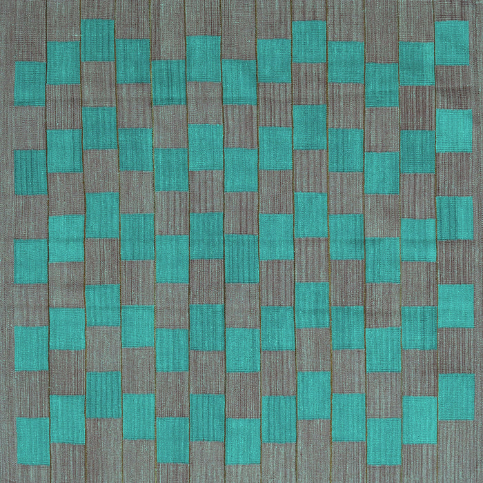 Square Machine Washable Abstract Turquoise Contemporary Area Rugs, wshcon2771turq