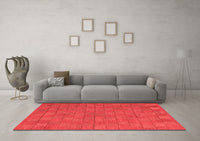 Machine Washable Abstract Red Contemporary Rug, wshcon2771red