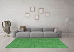 Machine Washable Abstract Emerald Green Contemporary Area Rugs in a Living Room,, wshcon2771emgrn
