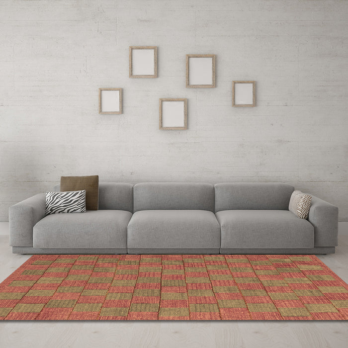 Machine Washable Abstract Brown Contemporary Rug in a Living Room,, wshcon2771brn