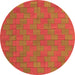 Square Abstract Orange Contemporary Rug, con2771org