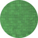 Round Abstract Emerald Green Contemporary Rug, con2771emgrn