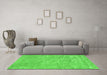 Machine Washable Abstract Green Contemporary Area Rugs in a Living Room,, wshcon2772grn