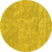 Round Machine Washable Abstract Yellow Contemporary Rug, wshcon2772yw