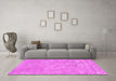 Machine Washable Abstract Pink Contemporary Rug in a Living Room, wshcon2772pnk