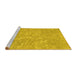 Sideview of Machine Washable Abstract Yellow Contemporary Rug, wshcon2772yw