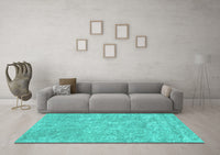 Machine Washable Abstract Turquoise Contemporary Rug, wshcon2772turq